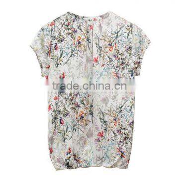 Smart Casual Clothing Korean Style Short Sleeves Print Blouses Pictures Down Blouse photo-3