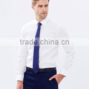 Hot selling plain white office business men's uniform shirt with tie