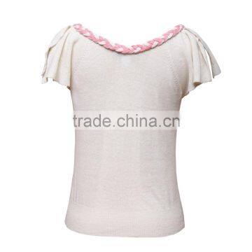 Large Contrast V Neck Knitwear Women With Petal Sleeves photo-2