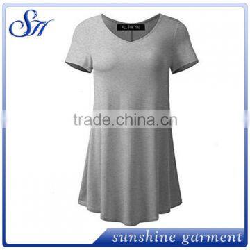 Solid Color Custom Material Loose Fit Comfy Flattering Tunic Tops 95% Rayon 5%Spandex photo-3