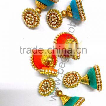 Handmade Silk Thread Earrings, Jhumka Earrings Festive Collection India photo-3