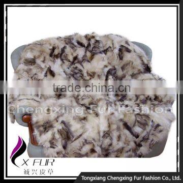 CX-D-48 Patchwork Natural Color Fox Fur Throw Fur Blanket photo-4