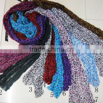 Fashion chiffon polyester print leopard cheaper scarf