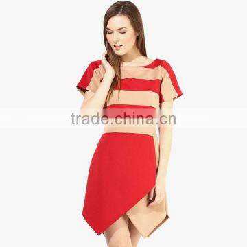 Red Printe Asymmetric Dress For Sexy Ladies