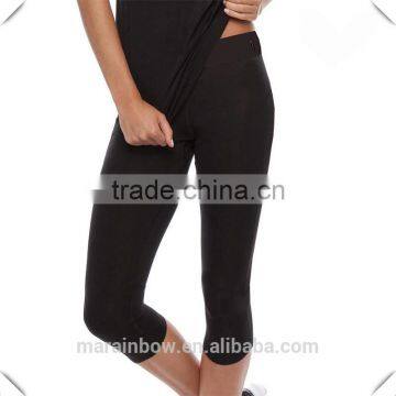 Black Plain Leggings 3/4 Length Leggings Blank Gym Tights Cropped Leggings for Running Yoga Tights Fitness Wear