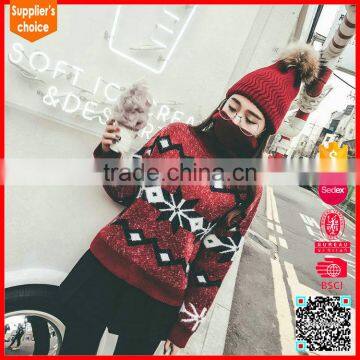 Latest design jacquard jumper ladies christmas sweater patterns