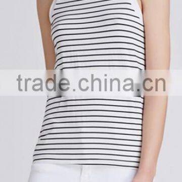2017 Fashion Lady Singlet Striped Sleeveless t Shirt High Neck Stringer Women Tank Top photo-2
