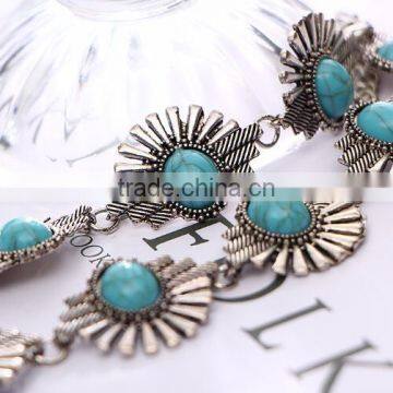 Zm34113a Vintage Women Jewelry Accessories Sliver Plated Turquoise Choker Necklace photo-6