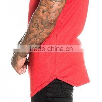 Mens Plain Gym Running Fitness T Shirt With Hem Bottom photo-3