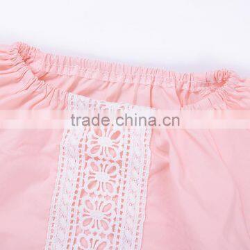 S33587W Pink Lace Flower Embroidery Sweet Romper Baby Girls Romper photo-4