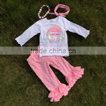 Merry Christmas pink Santa suit cute long sleeves top girls clothes Xmas clothing pink dot pant sets with matching accessories