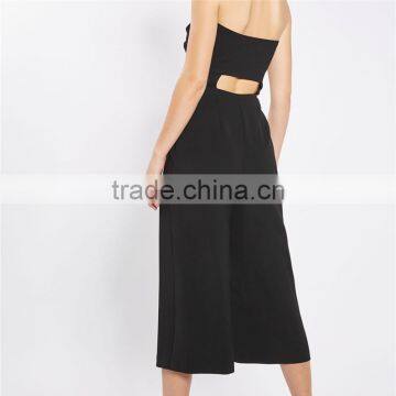 Dongguan Sexy Chic All Black Strapless Tie Bandeau Jumpsuit photo-3