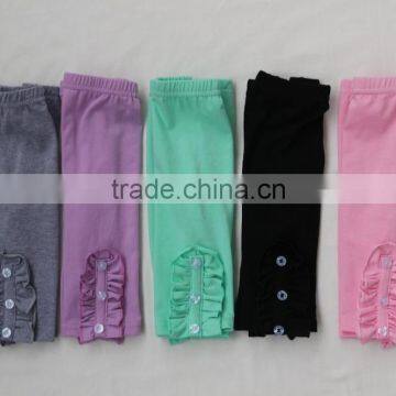2017 Seasons Baby Girls Cotton Pants Beautiful Kids Girls Solid Color Capris Lace Ruffle photo-3