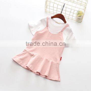 Modern Summer Plain Baby Girl Falbala Vest Suspenders Skirts photo-4