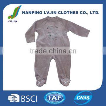 Baby Boy Footed Pajamas Sleepsuit,Fashion Comfortable Long Sleeves Grey Velvet Baby Romper New Born Clothes