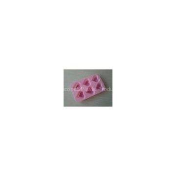 6 Cup Heart Non-toxic Pink Silicone Baking Moulds For Valentines Day