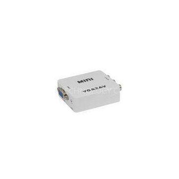 Mini White VGA To AV Converter With Audio Support High Resolution PC Input Up To SXGA