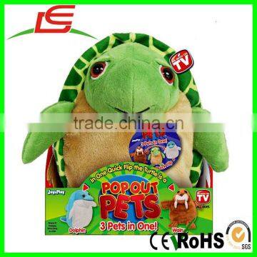 3 in One Quick Flip Reversible Plush Toy Turtle Dolphin Walrus Pop Out Pets Ocean photo-6