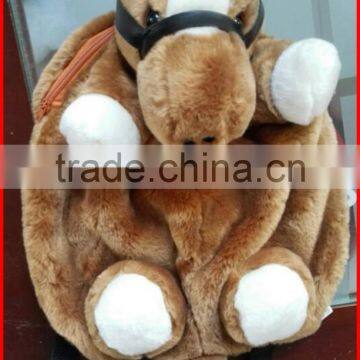 Soft plush horse animal backpack