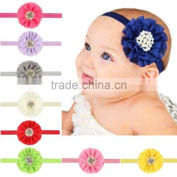 New children handmade Pearl Rhinestone Flower Headband HEADBANDS HAIR headdress handmade Chiffon Amazon goods