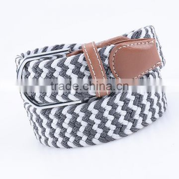 Customized casual style mens braided elastic stretch belt, men knit belt