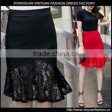 Latest Custom Sexy High Waist Office Wrap Skirts Designs Ladies Long Skirt Lace Wholesale