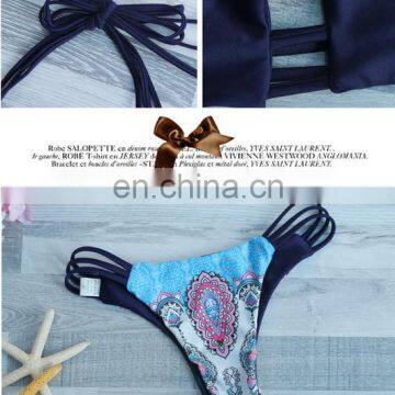 Women's Beach Strappy Reversible Bottom Bikini Set