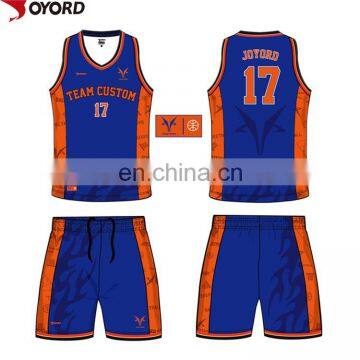 china custom sublimation color blue red yellow basketball jersey uniforms design