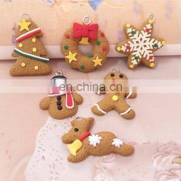 6 Pattern Colorful Cartoon Snowflake Biscuits Hanging Christmas Tree Ornament Hand Made Polymer Clay Christmas Decorations