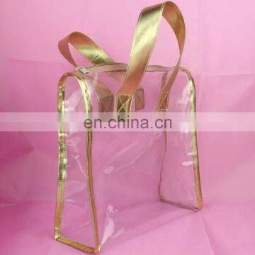 Golden Piping Women Promotional Clear Shopping Bag PVC