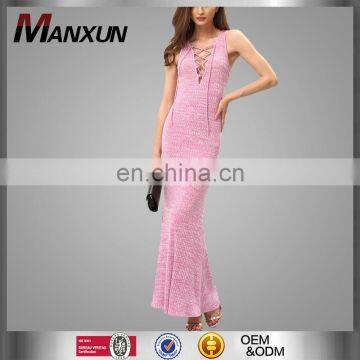 2016 New Fashion America women party dress pink sleeveless sexy dress