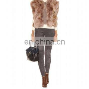 dyed rabbit fur cape kintted vest/quality+OEM+ODM