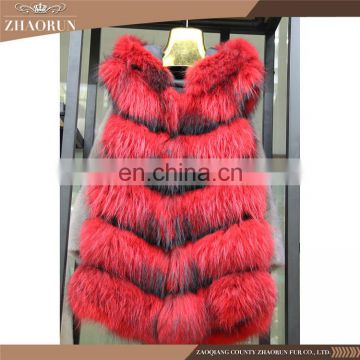 Wholesale China Fur Coat And Jacket /Winter Long Dyed Raccoon Fur Vest For Women