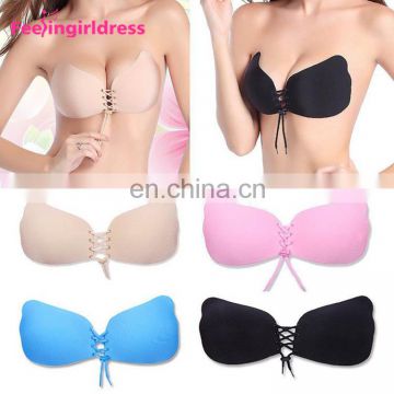 Hot Sale 4 Color Cloth Backless Strapless Invisible Push Up Magic Bra