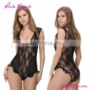 Drop Shipping Black Lace Hollow One - Piece Women Hot Transparent Nightwear