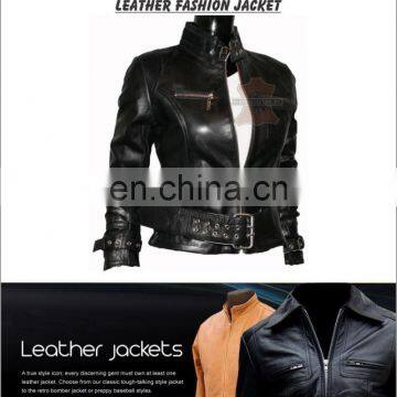 Cowhide/ Sheepskin/ Napa/ Goatskin Leather Jacket, Leather Jacket, High class leather jacket in black leather.