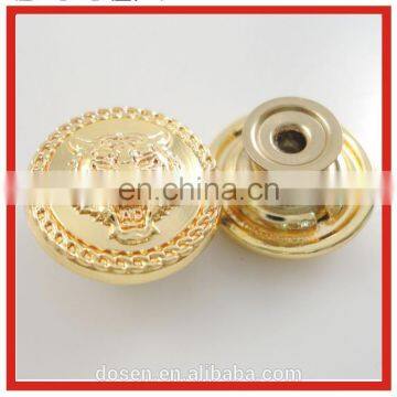 High quality gold tone tiger shape garment accessory metal jeans button for clothing