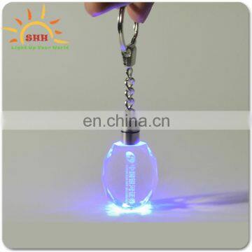 Custom led Pop crystal keychains light up keychains with multicolor light glow in the dark key chain