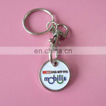 wholesale customized soft enamel logo supermarket metal trolley coin keychain