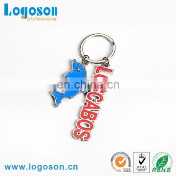 Enamel color infilled LOSCABOS custom metal keychain