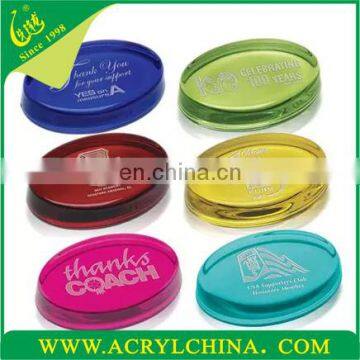 Wholesale Multicoloured Acrylic Oval Logo Block PMMA Paperweight,Logo Block