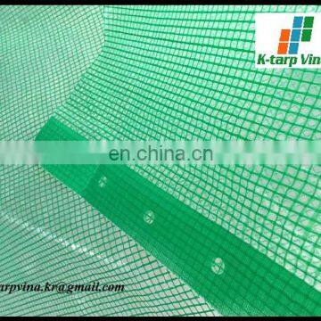 Green Leno Transparent scaffolding sheet, pre-punching holes, webbing reinforced band