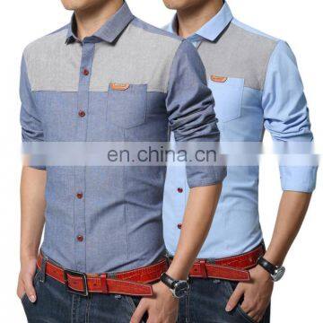 Wholesale new designer cotton casual business denim color button down yoke seam shirts for men