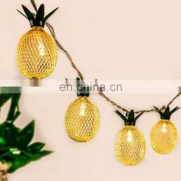 Lovely metal pineapple led string light 1.65m/10d battery operated holiday light fairy light string