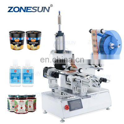 ZONESUN ZS-TB805 Glass Jar Sticker Square Water Bottle Sleeve Semi Automatic Round Bottle Plastic Cans Lighter Labeling Machine