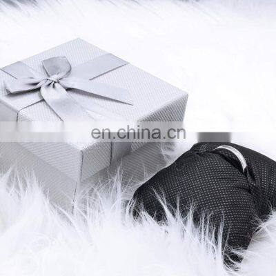 custom ribbon bow tie packaging lid and base box for jewelry and clothes packing paper boxes