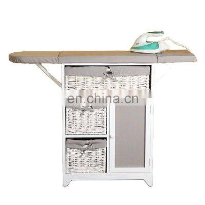 2-in-1 Dresser + Ironing Table Ironing Board with Wicker Baskets