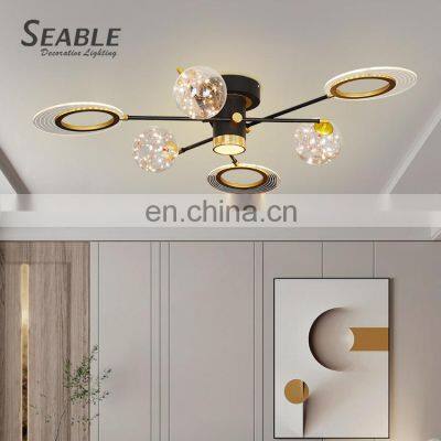 Zhongshan Professional Indoor Black Gold Luxury Decoration Bedroom Glass Modern LED Ceiling Light photo-3