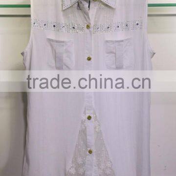 rayon and lace sleeveless blouse for ladies