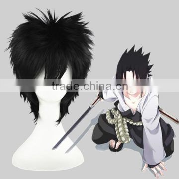 High Quality 35cm Short Straight Naruto Wig Uchiha Sasuke Black Wig Cosplay Synthetic Anime Wig Cosplay Hair Wigs